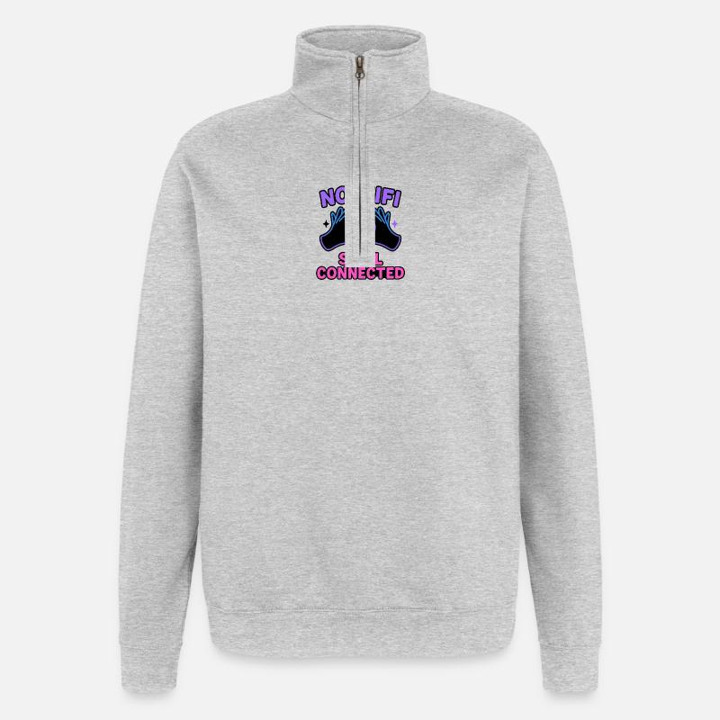 Still Connected No WiFi - Quarter-Zip Sweatshirt - heather grey