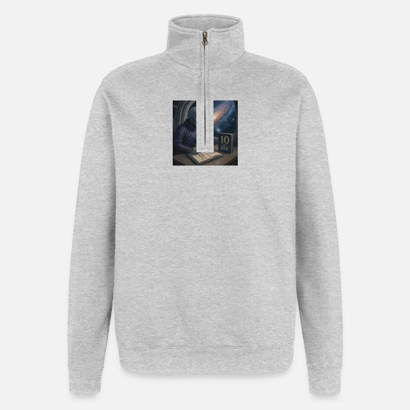 Alien Ecrivain Cosmos - Sweat à zip 1/4 - gris chiné