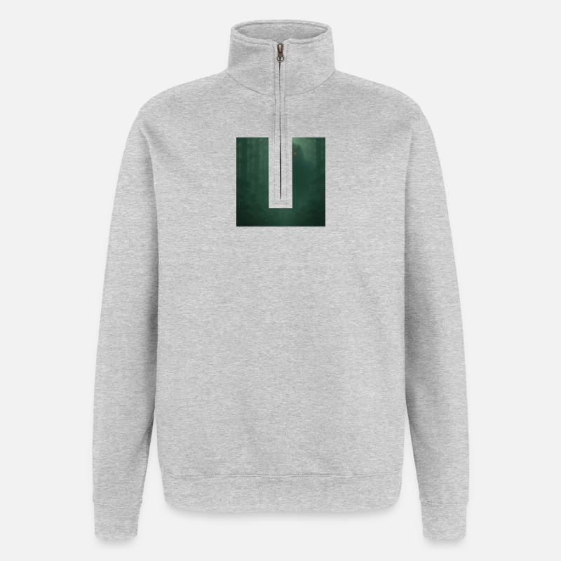 Nebelwald Dinosaurier mit Feueraugen - Quarter-Zip-Sweatshirt - Grau meliert