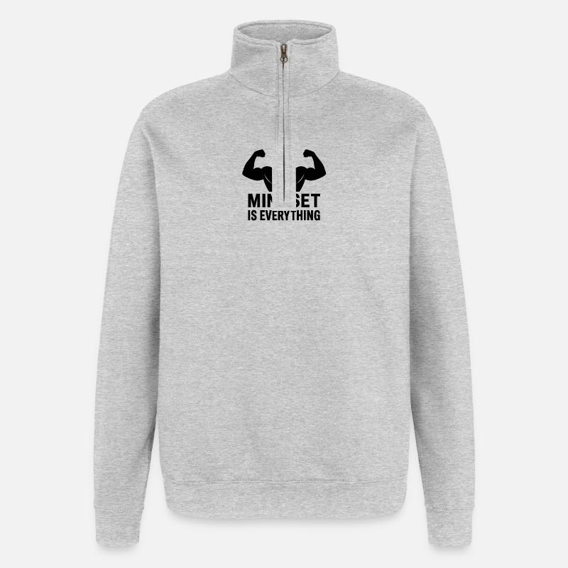 HeadPower muscles: Mindset is everything - Quarter-Zip Sweatshirt - heather grey