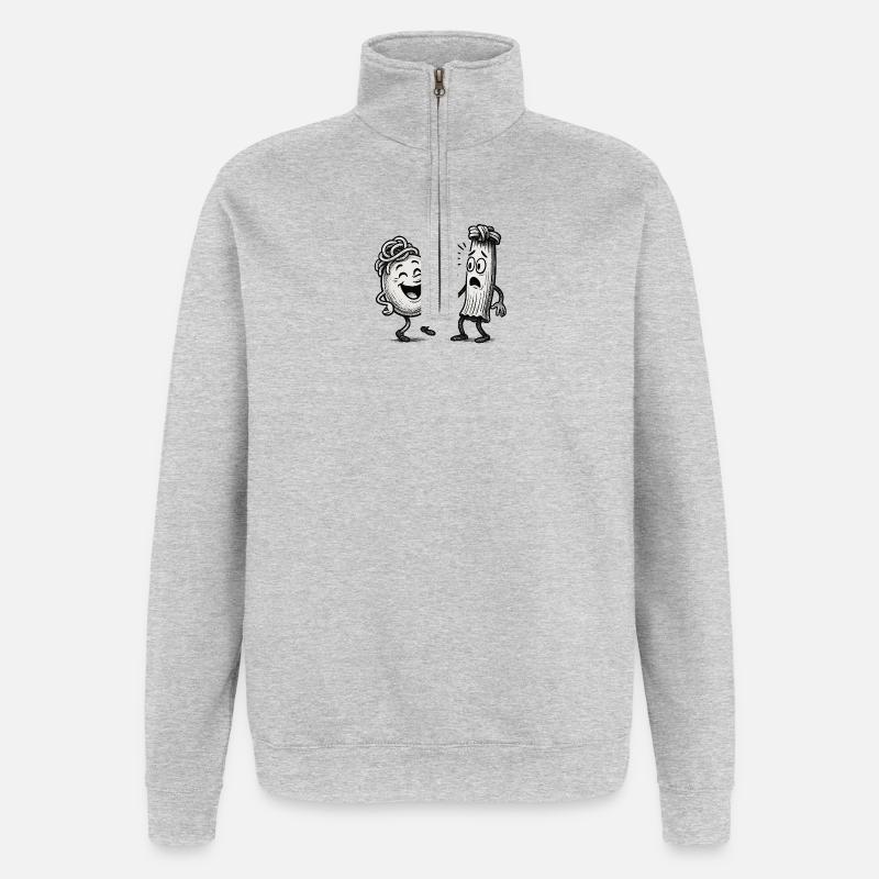 Nouilles italiennes vs chinoises - Sweat à zip 1/4 - gris chiné