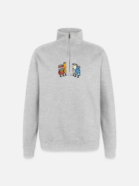 gezuckerte Kondensmilch - Quarter-Zip-Sweatshirt - Grau meliert