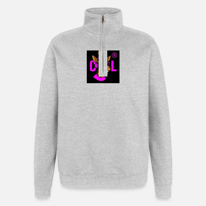 DJ girafe néon avec accessoires roses - Sweat à zip 1/4 - gris chiné