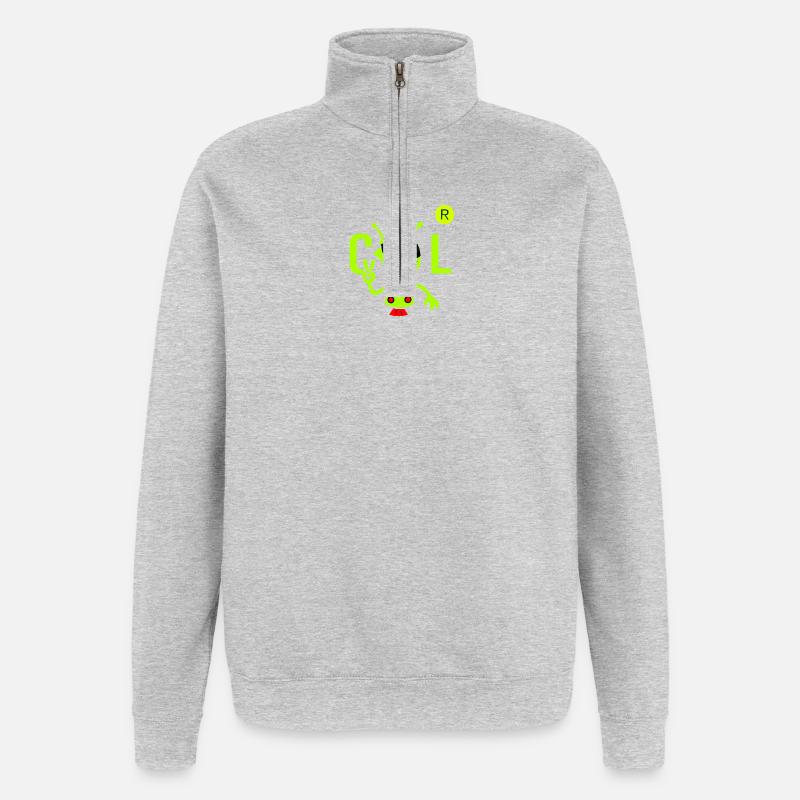 Grünes Alien mit Sonnenbrille - Quarter-Zip-Sweatshirt - Grau meliert