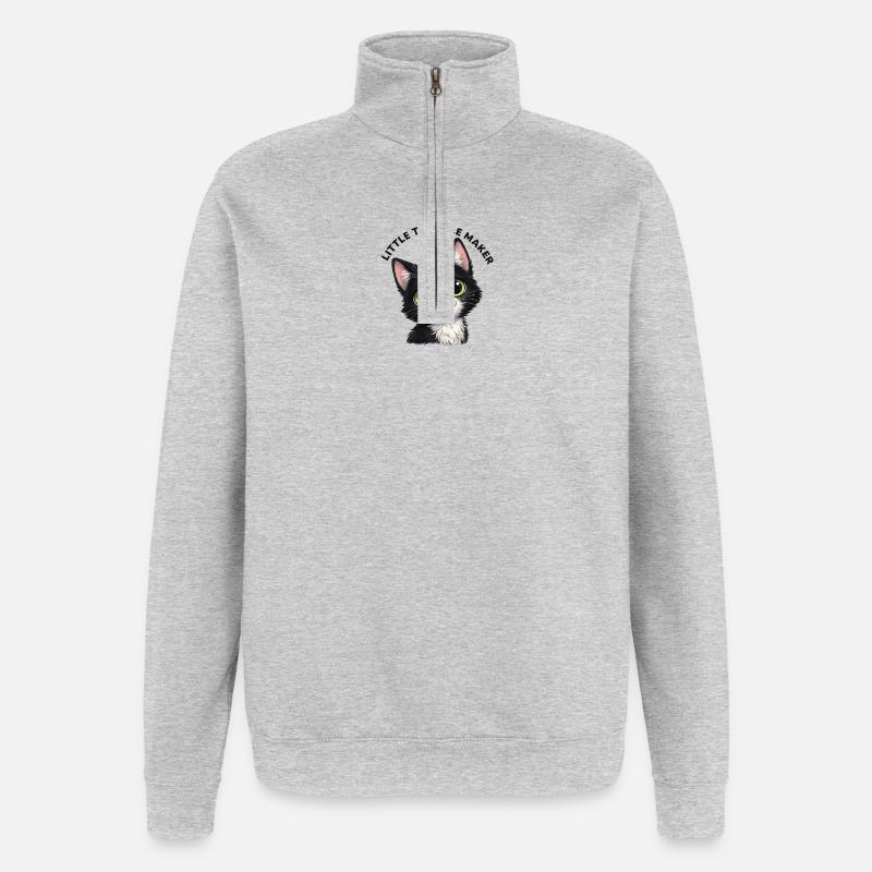 Petit Fauteur de troubles - Sweat à zip 1/4 - gris chiné