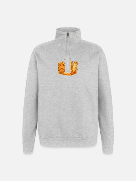 Bon blini amis, blinis, pancakes - Sweat à zip 1/4 - gris chiné