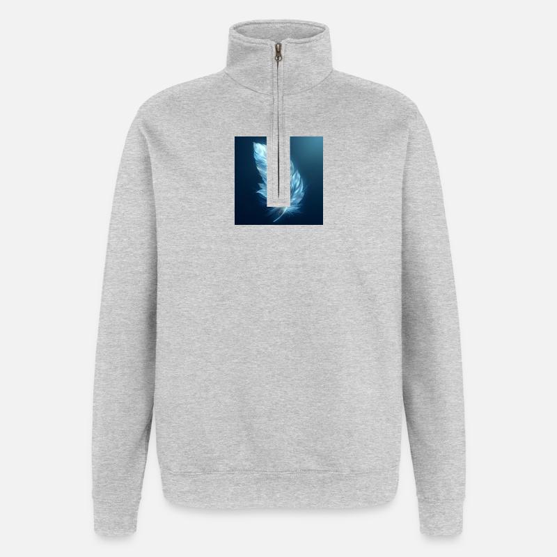 Ätherische Feder leuchtend – Symbol des Lichts - Quarter-Zip-Sweatshirt - Grau meliert