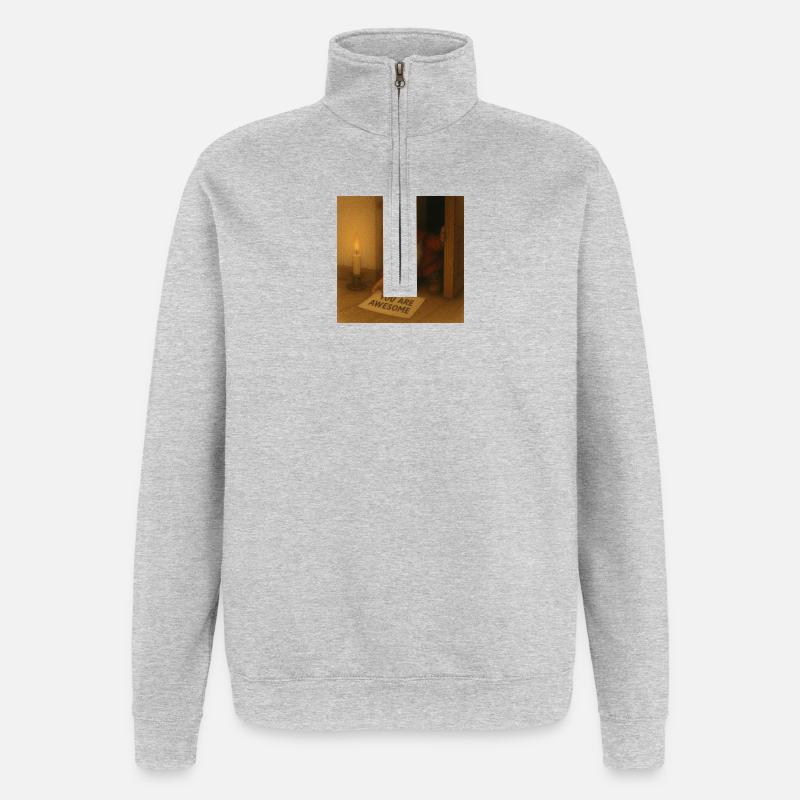 Tu es incroyable - Sweat à zip 1/4 - gris chiné