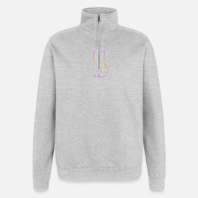 Neonfuchs-Umriss - Quarter-Zip-Sweatshirt - Grau meliert