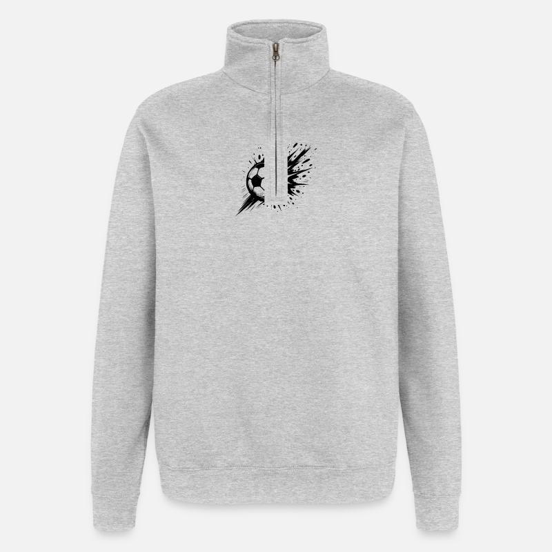 Exploding football in black and white - Quarter-Zip Sweatshirt - heather grey