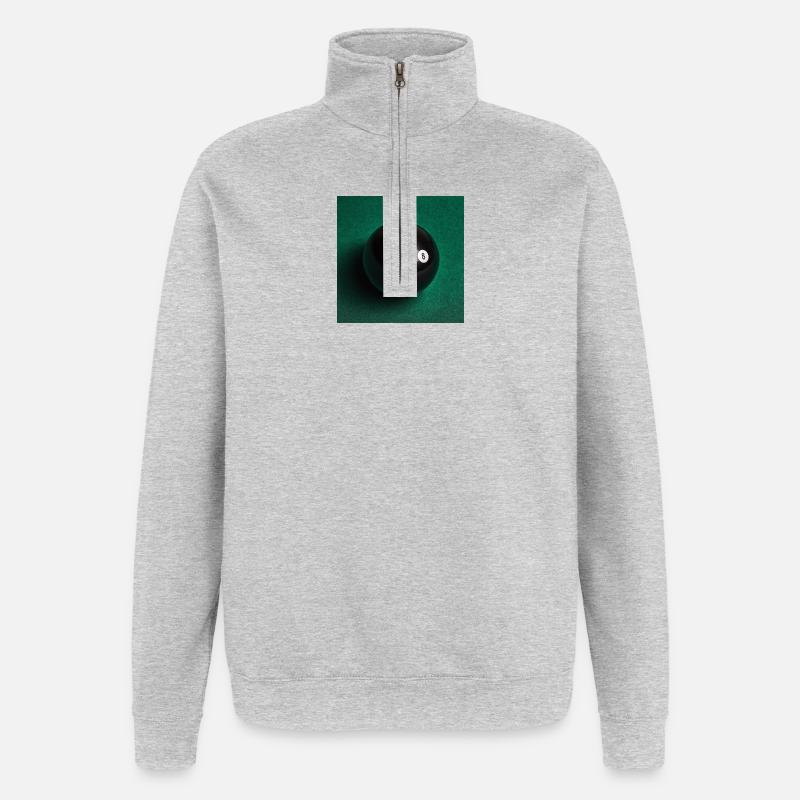 Schwarzer 8-Ball auf Filz - Quarter-Zip-Sweatshirt - Grau meliert
