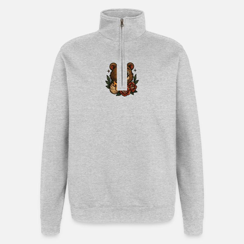 Honigbär  - Quarter-Zip-Sweatshirt - Grau meliert