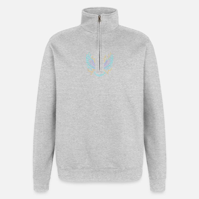 Chouette néon avec des éclairs - Sweat à zip 1/4 - gris chiné