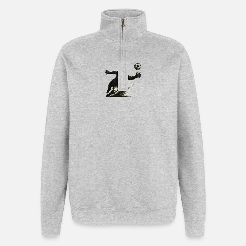 Torwart beim Hechtsprung Illustration - Quarter-Zip-Sweatshirt - Grau meliert