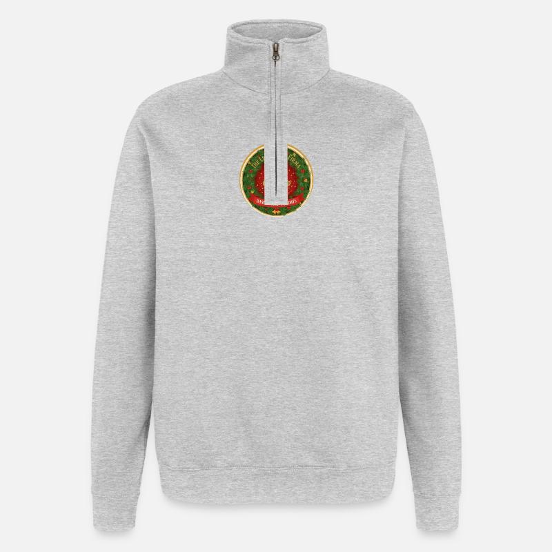 Lebkuchen Festlogo Kreis - Quarter-Zip-Sweatshirt - Grau meliert