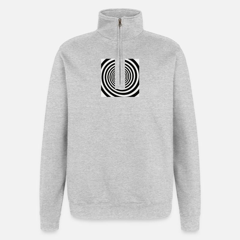 Hypnotic black and white spiral - Quarter-Zip Sweatshirt - heather grey