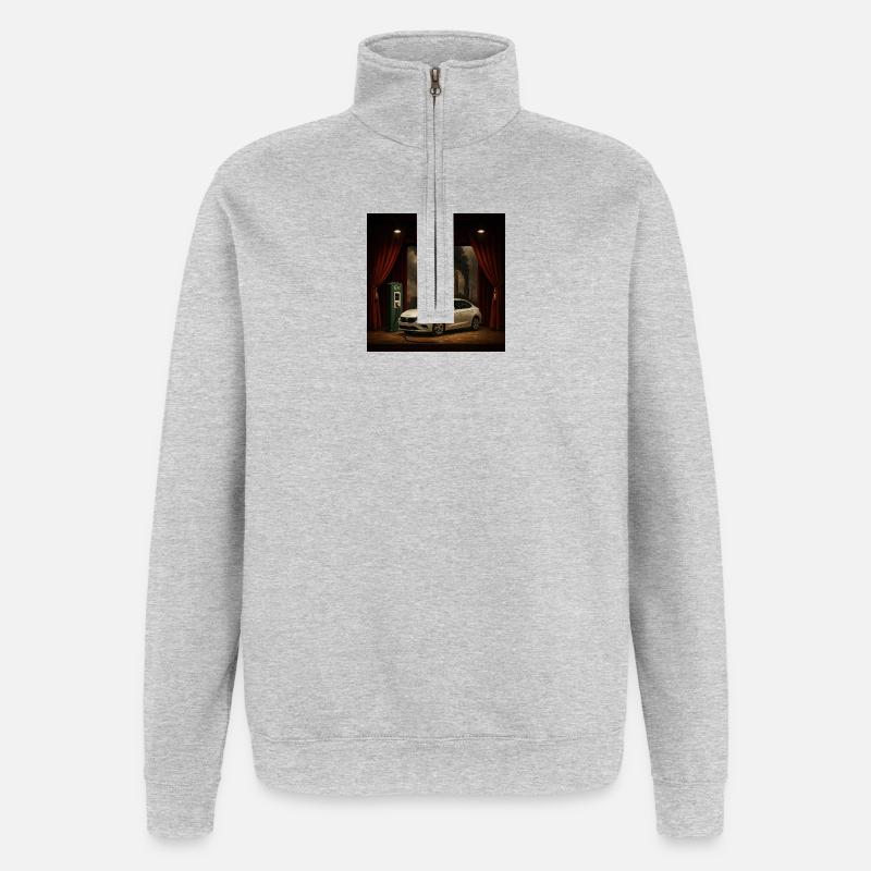 Elektroauto auf der Rauchszene - Quarter-Zip-Sweatshirt - Grau meliert