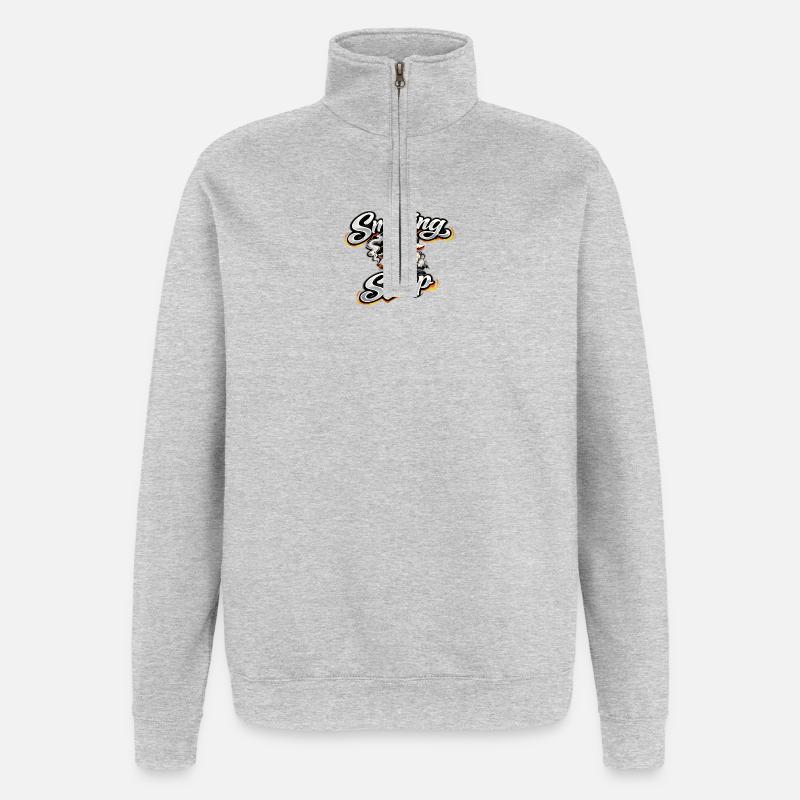 Rauchendes Schaf mit Stil - Quarter-Zip-Sweatshirt - Grau meliert