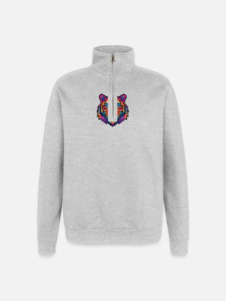 Neon Tiger Pop Art Headshot - Quarter-Zip Sweatshirt - heather grey