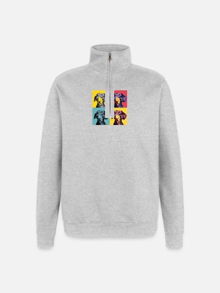 Pop Art Dachshund Quad - Quarter-Zip Sweatshirt - heather grey