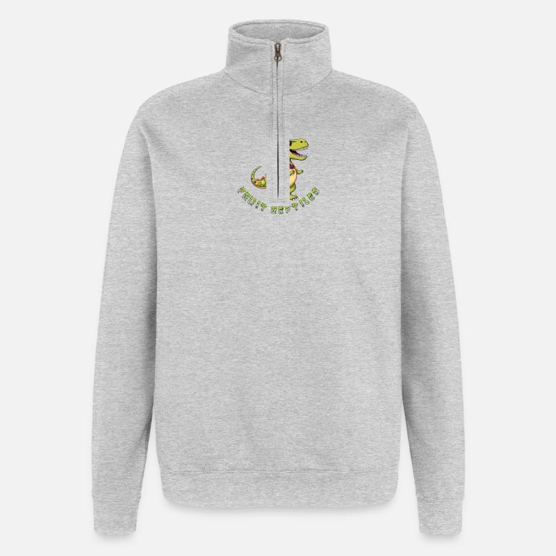 Fruit Dino with Fruit Wreath - Quarter-Zip Sweatshirt - heather grey