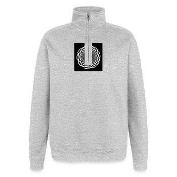 Black and white optical vortex - Quarter-Zip Sweatshirt - heather grey - Front - AI Model Female 172 light (172cm) & AI Model Male 178 dark (178cm)