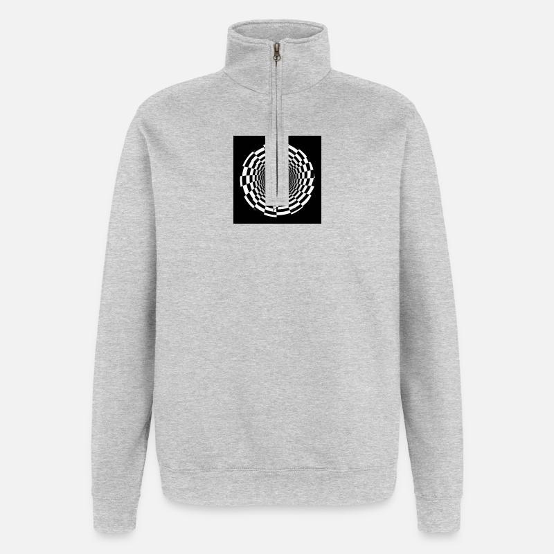 Vortex optique noir et blanc - Sweat à zip 1/4 - gris chiné