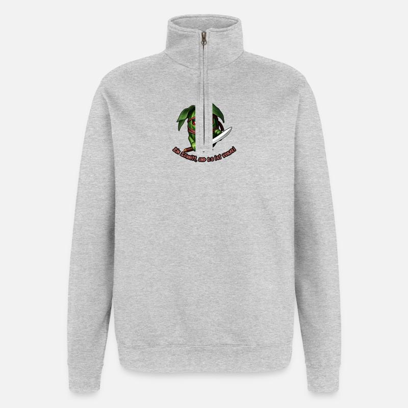 Watermelon Ninja with Sword - Quarter-Zip Sweatshirt - heather grey