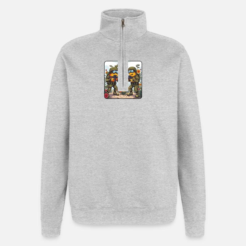 Blütenkampf Duo - Quarter-Zip-Sweatshirt - Grau meliert