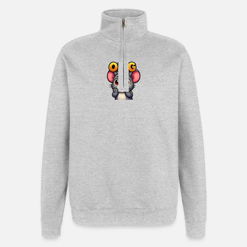 OMG Mouse - Sweat à zip 1/4 - gris chiné