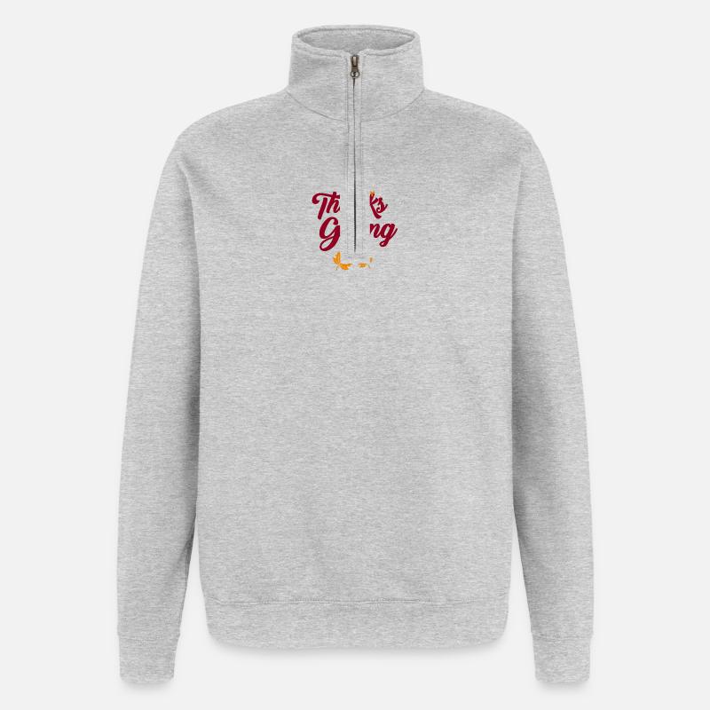 Happy Thanksgiving Script with Leaves - Quarter-Zip Sweatshirt - heather grey