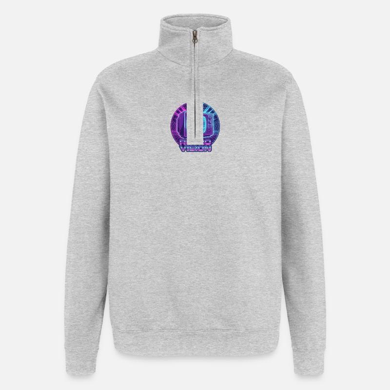 Rétro Vision Neon TV - Sweat à zip 1/4 - gris chiné