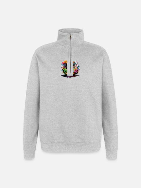 Pucked Up Graffiti Puck - Quarter-Zip Sweatshirt - heather grey