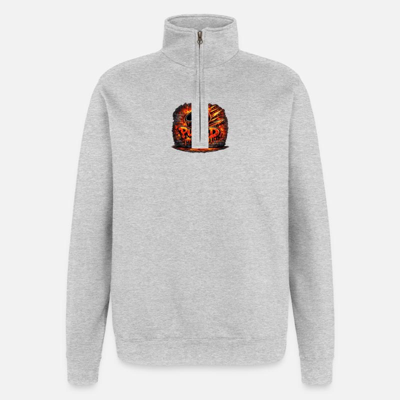 Firepuck Graffiti - Sweat à zip 1/4 - gris chiné