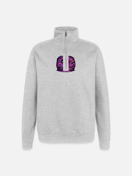 Picked Up Neon Graffiti - Quarter-Zip Sweatshirt - heather grey