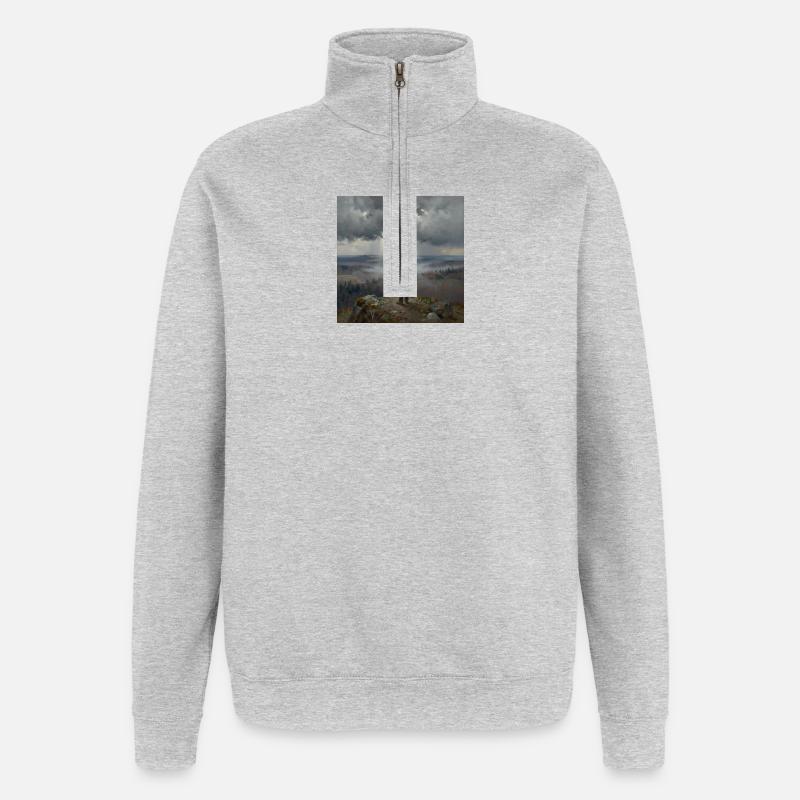 Blick in den Nebelberge - Quarter-Zip-Sweatshirt - Grau meliert