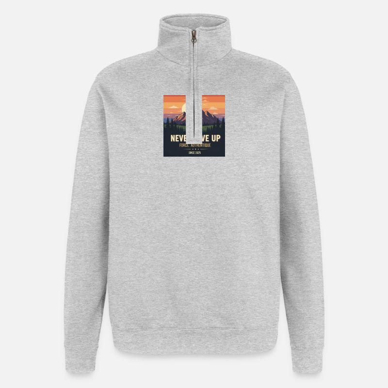 Geben Sie niemals auf - Quarter-Zip-Sweatshirt - Grau meliert