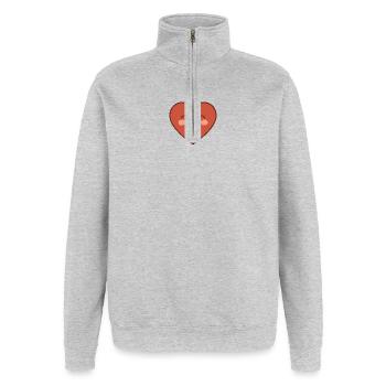 Warm smiling heart - Quarter-Zip Sweatshirt - heather grey - Front - AI Model Female 172 light (172cm) & AI Model Male 178 dark (178cm)