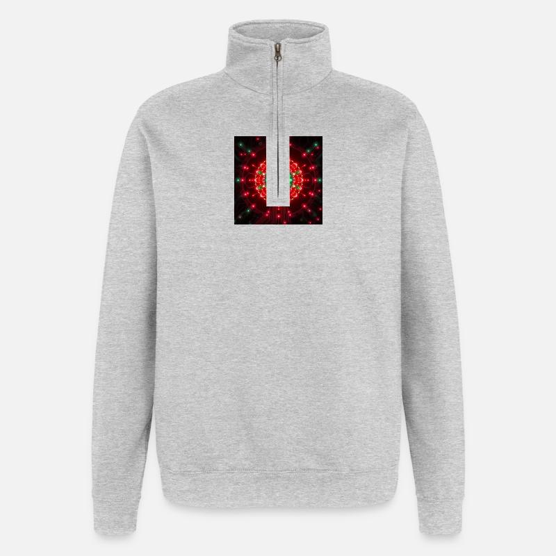 Neon Mandala Tech Center - Quarter-Zip Sweatshirt - heather grey