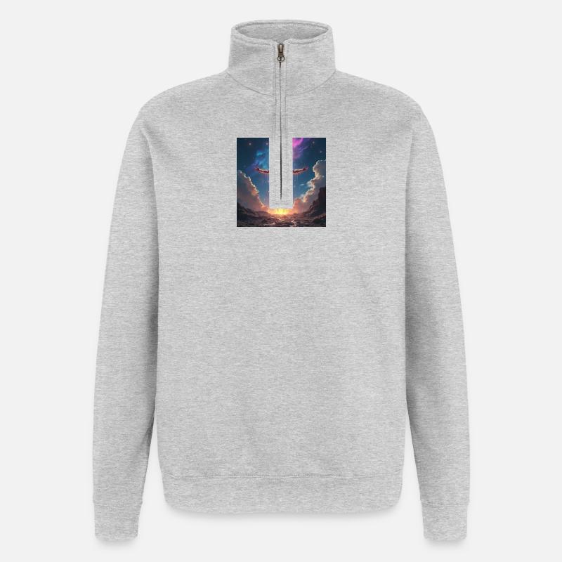 Héros Musclé de Feu Luni - Sweat à zip 1/4 - gris chiné