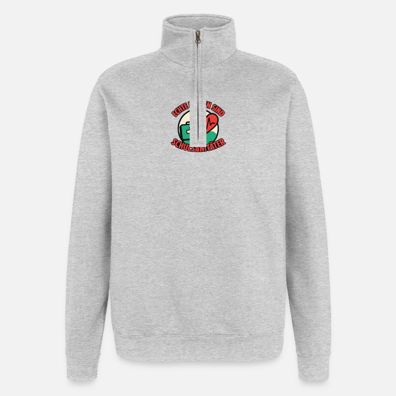 Echte Helden sind Schulsanitäter - Quarter-Zip-Sweatshirt - Grau meliert