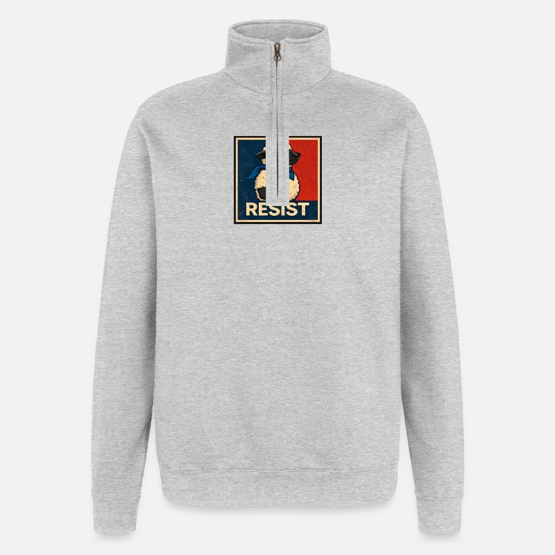 Affiche Resistance Lamb - Sweat à zip 1/4 - gris chiné