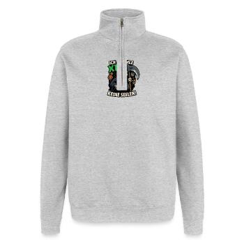 Ich sammel XP, keine Seelen! - Quarter-Zip-Sweatshirt - Grau meliert - Vorne - AI Model Female 172 light (172cm) & AI Model Male 178 dark (178cm)