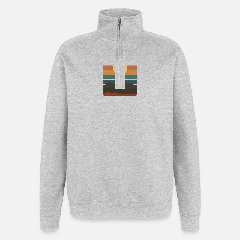 Sunset over mountain strips gift idea - Quarter-Zip Sweatshirt - heather grey