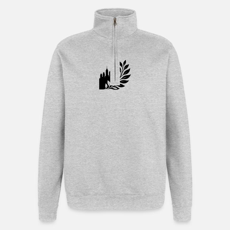 City Forest Skyline Leaf Design - Quarter-Zip Sweatshirt - heather grey