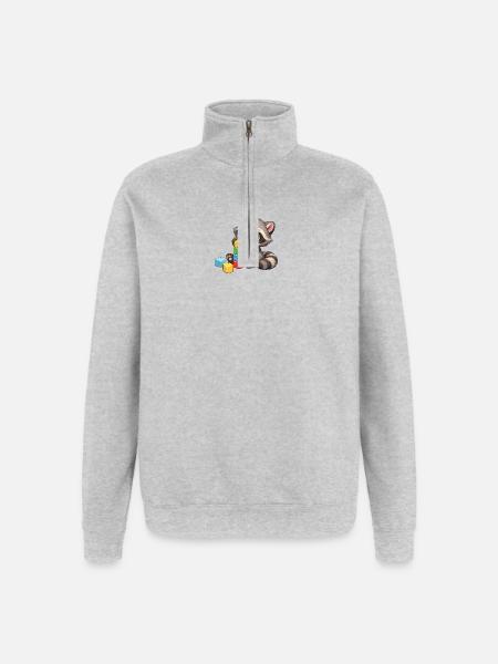 Baby Oskar with building blocks - Quarter-Zip Sweatshirt - heather grey