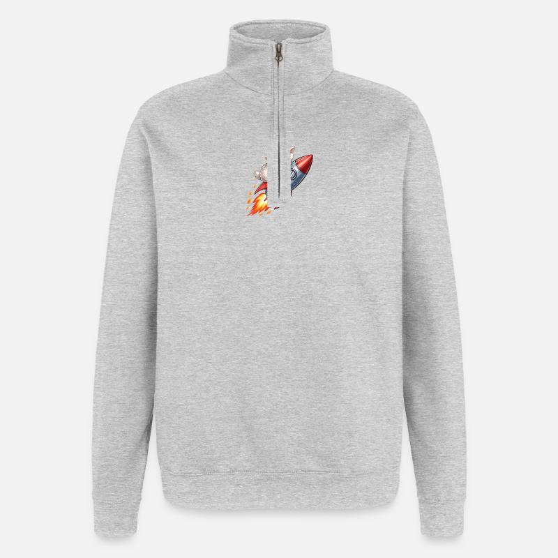 Wool sheep on rocket flight - Quarter-Zip Sweatshirt - heather grey