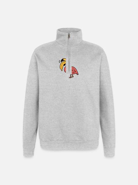Flamingo Banana Duo - Quarter-Zip Sweatshirt - heather grey