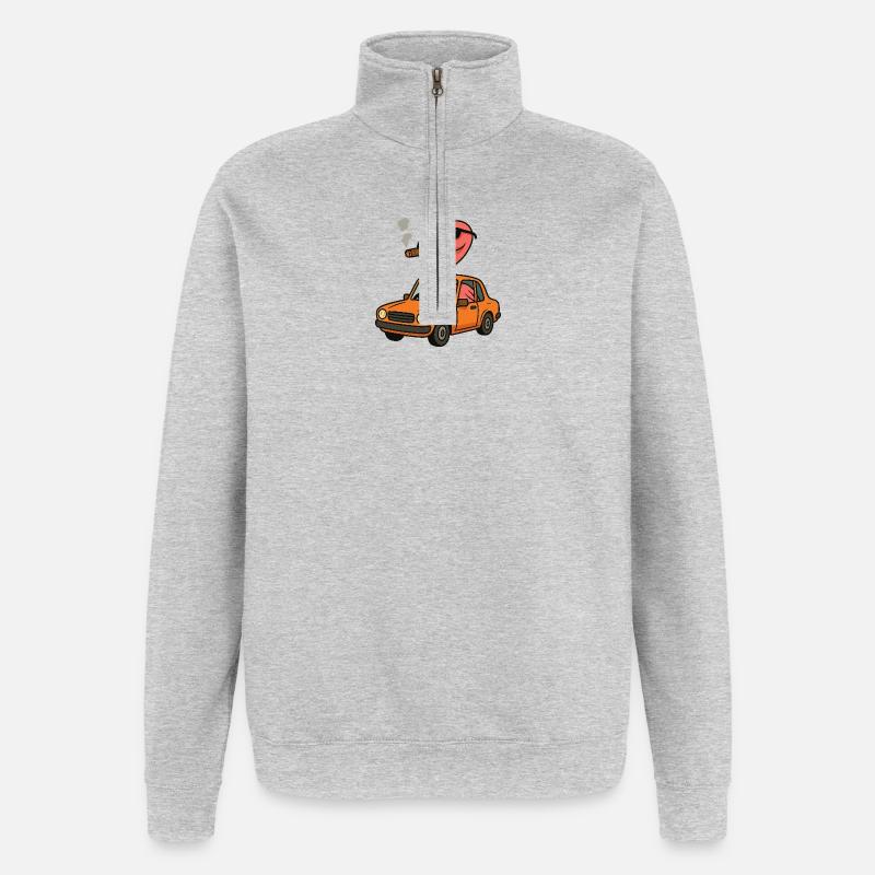 Flamingo in an Orange Car - Quarter-Zip Sweatshirt - heather grey