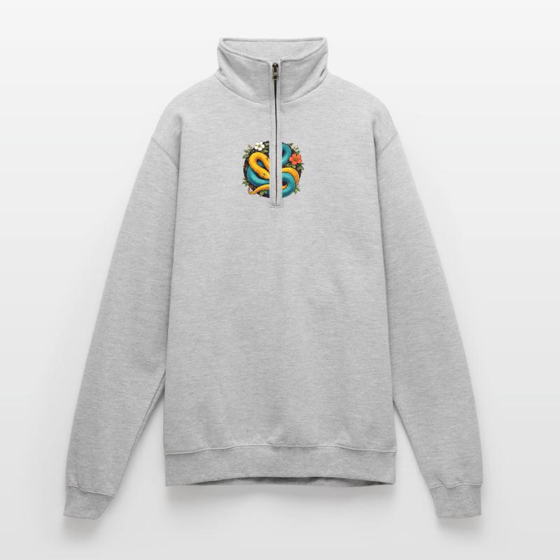Deux serpents python dans l’anneau fleuri Sweat à zip 1/4